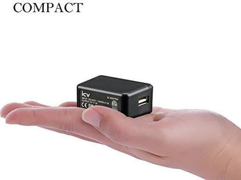 icv USB Wall Charger, 5V 2A AC Power Adapter with US Plug for Phone, Tablet, and Other USB Devices, Small and