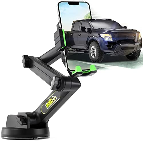 Truck Phone Holder Mount, Heavy Duty Cell Phone Holder for Dashboard Windshield, Compatible with iPhone & Samsung