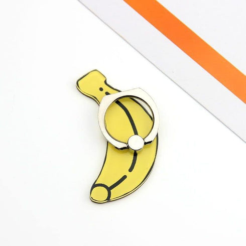 4Pcs Cute Phone Ring Holder Stand, 360 Rotation Finger Grip Mount for Smartphones/Tablets - Flowers Fruit Banana Orange