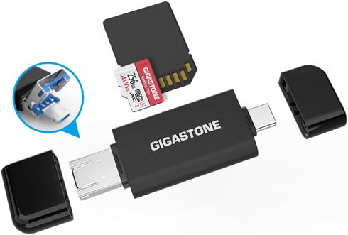 Gigastone SD Card Reader, 5-in-1 USB-A/USB-C Card Reader, Dual Slot for SD/Micro SD/SDHC/SDXC,