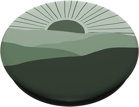 Minimal Sage Green Mountain Sun Sunset Boho Chic Aesthetic PopSockets Standard PopGrip