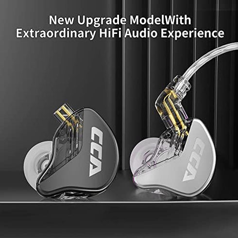 CCA CRA in Ear Monitor, Ultra-Thin Diaphragm Dynamic Driver IEM Earphones, Clear Sound & Deep Bass in Ear Headphones, Wired Gaming Earbuds with 2 Pin Detachable Cable for Singer Musicians Drummers