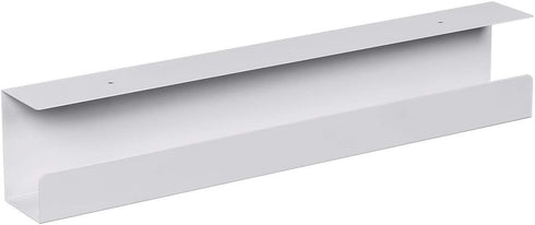 Monoprice Under Desk Cable Tray, Steel with Power Supply, Wire Management, Workstream Collection in White
