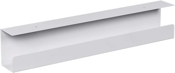 Monoprice Under Desk Cable Tray, Steel with Power Supply, Wire Management, Workstream Collection in White
