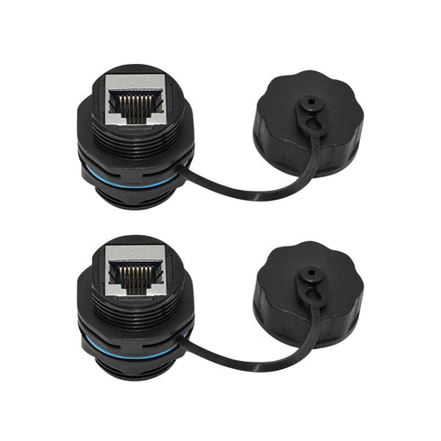 RJ45 Panel Mount Waterproof Connector IP68, Female to Female Shielding Cable Coupler-CAT6-YMP23-Blue