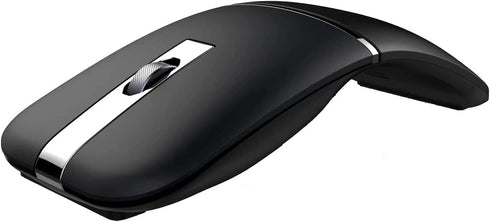 Foldable Arc Wireless Mouse with USB Receiver, Bluetooth 2.4GHz Dual-Mode, Silent Click, Portable Curved Mouse for PC