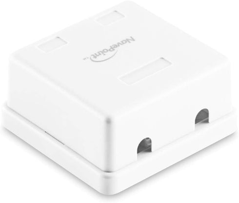 NavePoint Keystone Jack Surface-Mount Box 2-Port White, 10-Pack