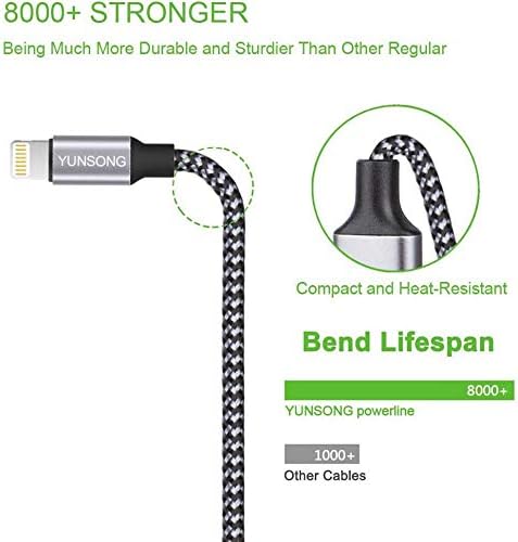 MFi Certified iPhone Charger 3-Pack: 6FT Nylon Braided Lightning Cable for Fast Charging & Data Sync, Compatible with
