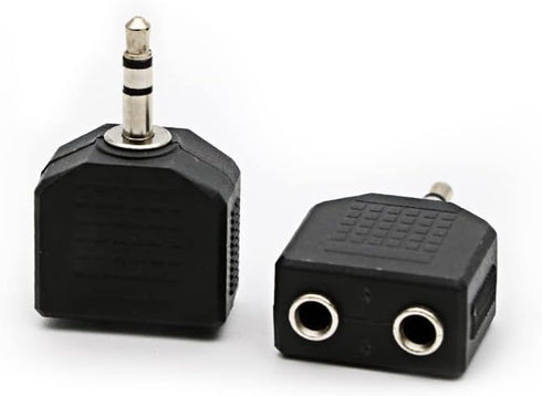 3-Pack Gold Plated 3.5mm Y Splitter Adapter, Male to Dual Female Stereo Jack Converter, 1/8 inch.