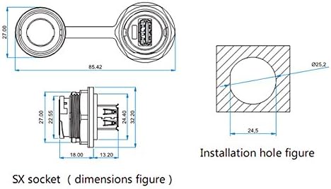 CNLINKO USB 3.0 Connector, Type A Female, Panel Mount Receptacles Socket with 40 inches Cable, Outdoor Waterproof IP67, Data + Power, Industrial Standard by CNLINKO