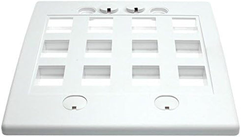RiteAV Keystone Wall Plate, Double Gang, 12-Port, White (1 Piece Flush)