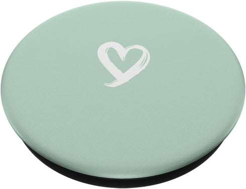 White Minimalist Heart Green PopSockets Standard PopGrip