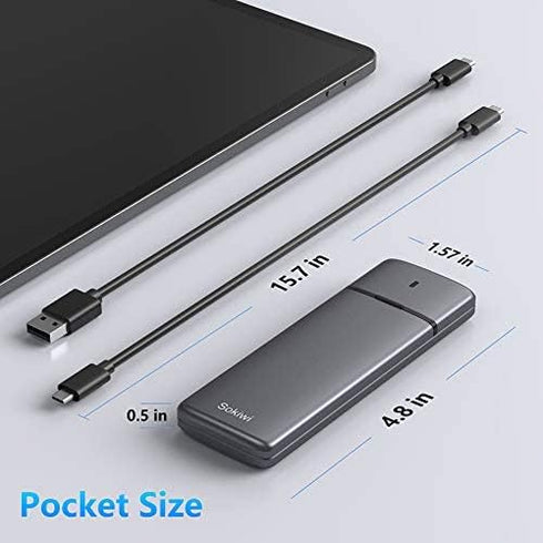 M.2 NVMe SATA SSD Enclosure Adapter, Tool-Free USB 3.2 Gen2 10Gbps External NVMe to USB PCI-E SATA