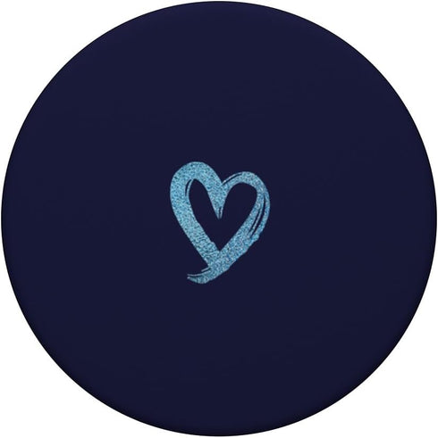 Blue Minimalist Heart Navy Blue PopSockets Standard PopGrip