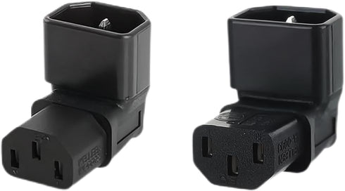 chenyang 2 Pack IEC 320 C14 to C13 Power 90 Degree Right Angled Extension Converter Connector Adapter
