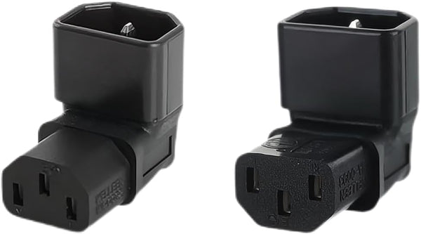 chenyang 2 Pack IEC 320 C14 to C13 Power 90 Degree Right Angled Extension Converter Connector Adapter