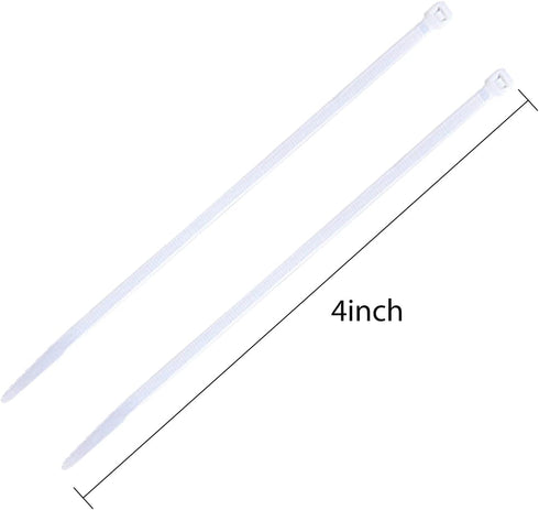 URBEST 100 Pcs Self Locking Wire Cable Zip, Tie Fasten Wrap 4 Inch Nylon Zip Tie (4 INCH, White) by URBEST