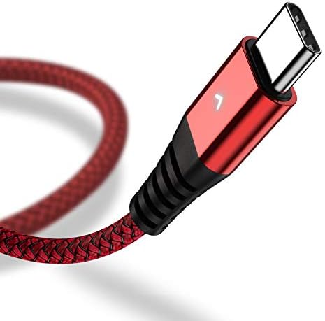 iFlash 1ft Nylon Braided USB Type C Cable, USB A 2.0 Fast Charger for Samsung Galaxy S10 S9 S8 Plus Note 10 9 8 (Red)