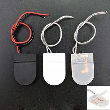 5pcs Button Battery Holder Coin Cell Battery Holder with Switch CR2032 1 X 3V Battery Holder Battery Storage Boxes Cover with Wires On ON-Off Switch Socket Container (Clear)