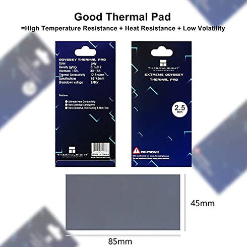 Thermal Pad 2.5mm 12.8 W/mK, 85x45x2.5mm, Non Conductive Heat Resistance, Odyssey Silicone for PC PS5 PS4 Laptop