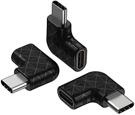 USB C Right Angle Adapter,90 Degree USB C to USB Type-C Male to Female Adapter (3 Pack). Support USB-C 3.1 PD 100W Quick Charge 10Gb/s Data Transfer,for Laptop & Tablet & Mobile Phone -Black
