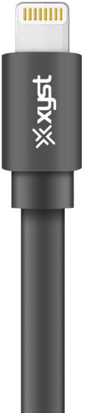 XYS-L4204F Charge and Sync USB to Lightning Flat Cable - 4 Ft. (Black)
