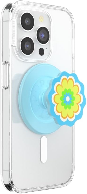 Kaleidoscope Blue PopSockets Round Phone Grip, Compatible with MagSafe, Adapter Ring Included