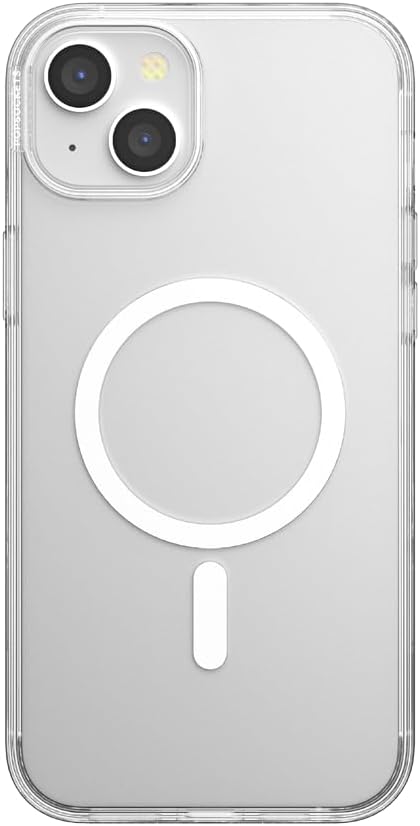 PopSockets iPhone 15 Plus Case - Round Phone Grip Compatible with MagSafe, Wireless Charging Compatible - Clear 15 Plus