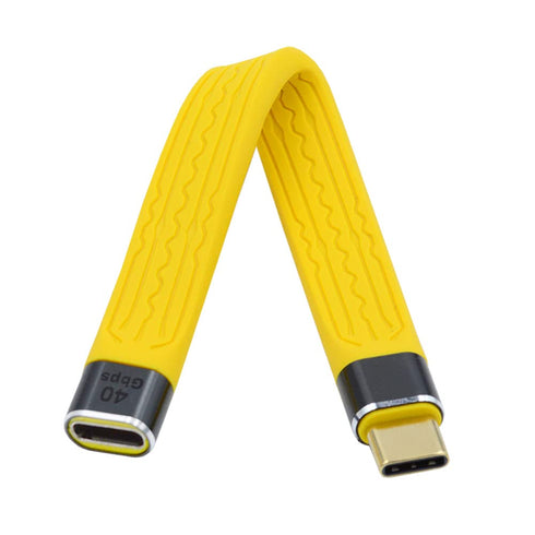 cablecc Yellow USB4 Extension Cable, Slim Flat Male to Female, 40Gbps with 100W Charging and 8K@60Hz USB4.0