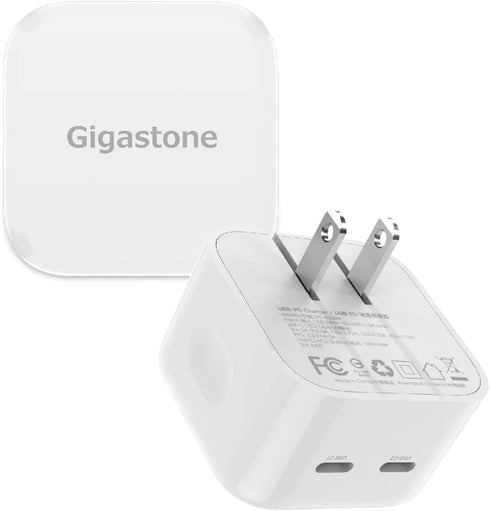 Gigastone 25W USB C Wall Charger 2-Pack, Fast Charging for iPhone 15/14/13/12/11 Series, Durable Compact USB-C Power