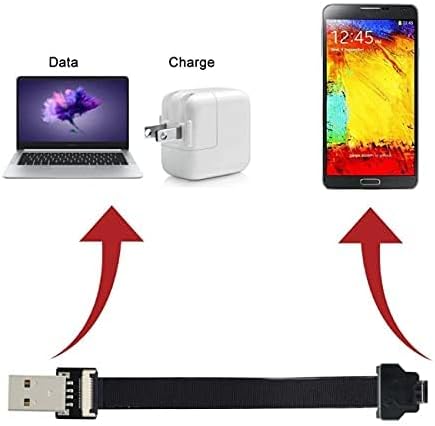 Cablecc Down Angled USB 2.0 Type-A Male to Micro USB 5Pin Male Data Flat Slim FPC Cable for FPV & Disk (200cm)