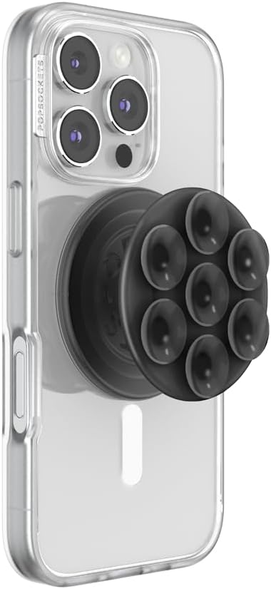 PopSockets Phone Grip for MagSafe, Magnetic Holder, Phone Stand, Suck-Up - Translucent Black