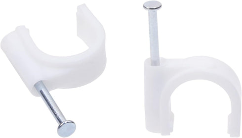 Mini Skater 16mm Nylon Steel Nail Circle Ethernet Cable Clips Cord Holder Wire Management, Pack of 50 (White)