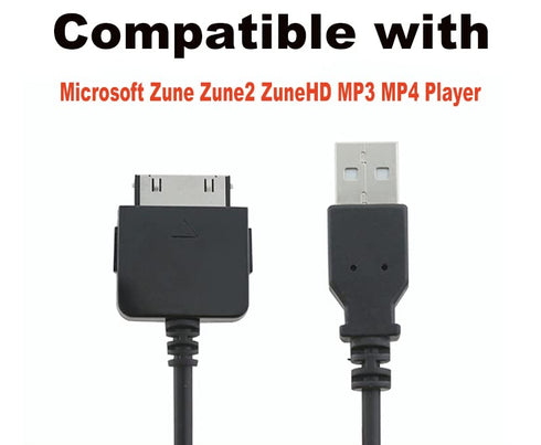 Adhiper Replacement USB Sync Data Transfer Zune Charging Cable Copper Wire Charger Cord Compatible with Microsoft Zune Zune2 ZuneHD MP3 MP4 Player (3.3ft/Black)