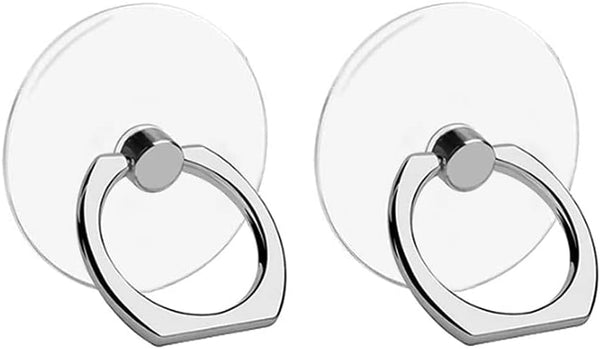 Transparent Phone Ring Holder Stand 2 Pcs, 360° Rotation Mobile Finger Kickstand for iPhone, Clear Phone Ring