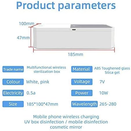 CarbonKlean UVKlear UVC Sterilization Kit with Wireless Charger, Removable Mobile Cosmetics Mirror and UV Sanitizer