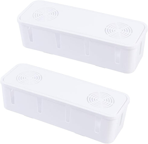 Gatuida 2 Pcs Cord Management Box, Desktop Organizer for Power Strips, Hider Box for Desk, TV, and Computer
