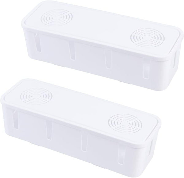 Gatuida 2 Pcs Cord Management Box, Desktop Organizer for Power Strips, Hider Box for Desk, TV, and Computer