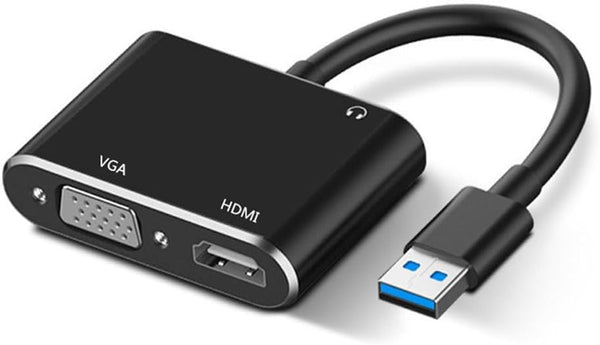 TIMEJONS USB A 3.0 to HDMI Adapter for Windows 4K@30hz, HDMI & VGA