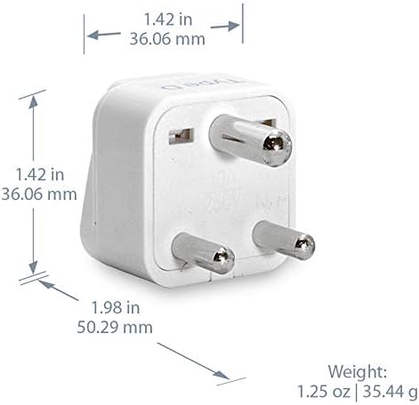 Ceptics India Travel Plug Adapter (Type D) for Pakistan, Nepal, Bangladesh - 3 Pack
