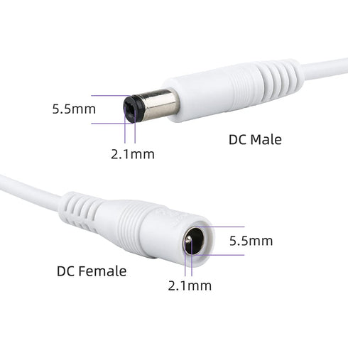 Sqlszt 60ft Cable5.5mm 2.1mm 12 Power Extension x Volt Male to Female Plug Cord for CCTV IP Security Cameras DVRs