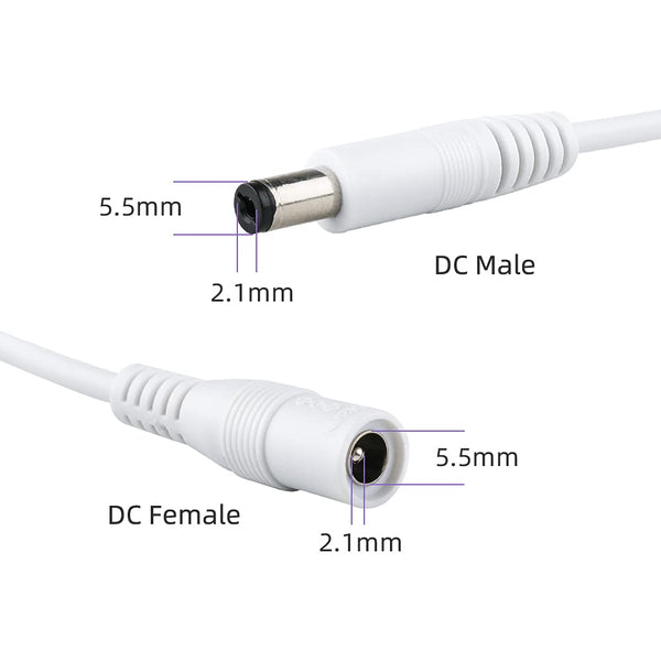 Sqlszt 60ft Cable5.5mm 2.1mm 12 Power Extension x Volt Male to Female Plug Cord for CCTV IP Security Cameras DVRs