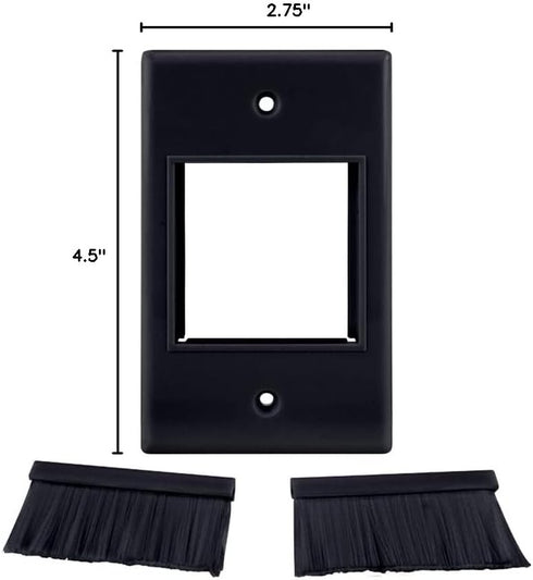 Construct Pro WideMouth Single-Gang D cor Brush Plate (Black Plate w/Black Brush)