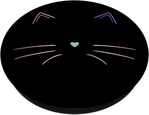 Rainbow Cat Face Black PopSockets Swappable PopGrip