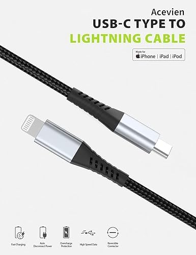 Short USB C to Lightning Cable 6 Inch, 3 Pack 0.5 Foot Fast Charging Braided Cord for iPhone 14 13 12 11 Pro Max