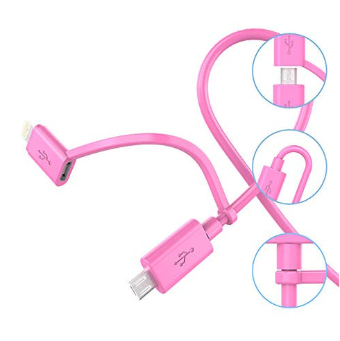 Apple MFi Certified 2 in 1 iPhone Charger Lightning Cable and Micro USB, Compatible with iPhone X, 8, 8 Plus, 7 Plus,