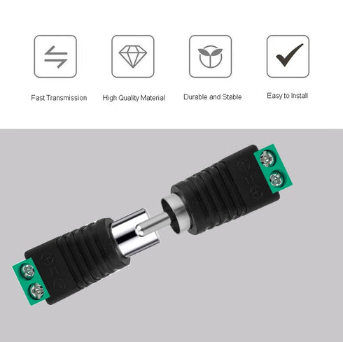 RCA to Speaker Wire Adapter, 10Pcs RCA to AV Screw Terminal Connector, Solderless Converter for Audio/Video
