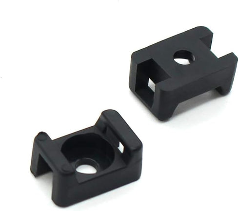 (100 Pack) Black 4.5mm Cable Tie Mount Base, Saddle Type Mount Screw Wire Bundle Holder