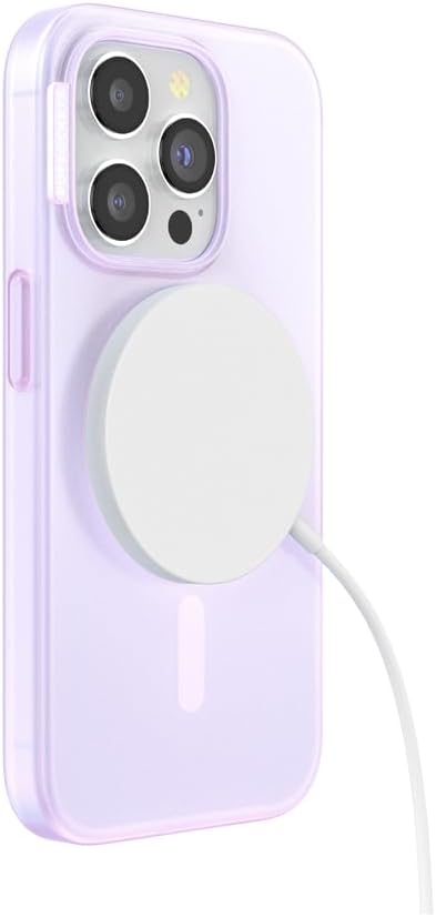 PopSockets iPhone 15 Pro Case with Round Phone Grip, Compatible with MagSafe, Opalescent Clear