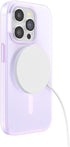 PopSockets iPhone 15 Pro Case with Round Phone Grip, Compatible with MagSafe, Opalescent Clear